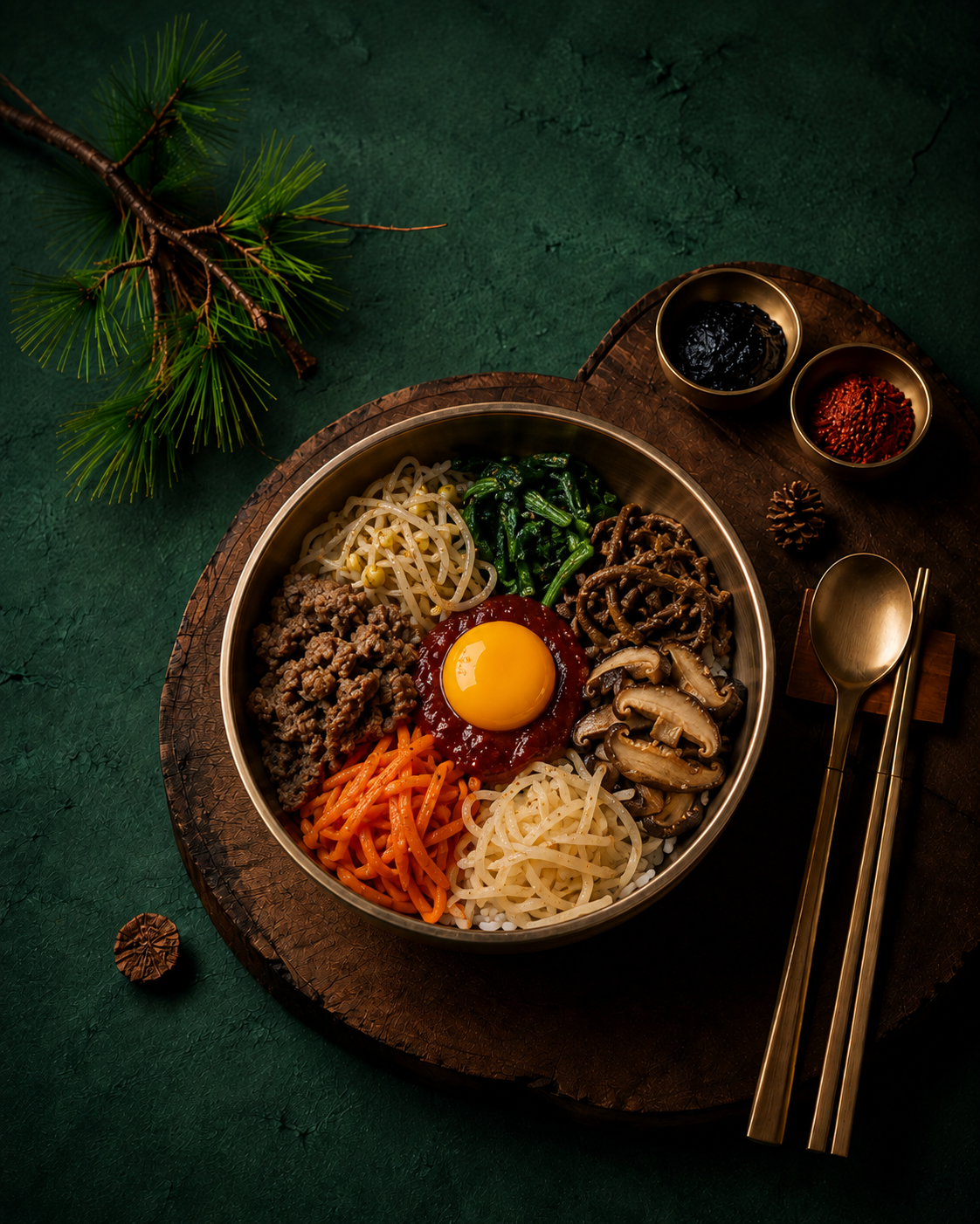 다양한 재료와 오방색이 어우러진 전주비빔밥